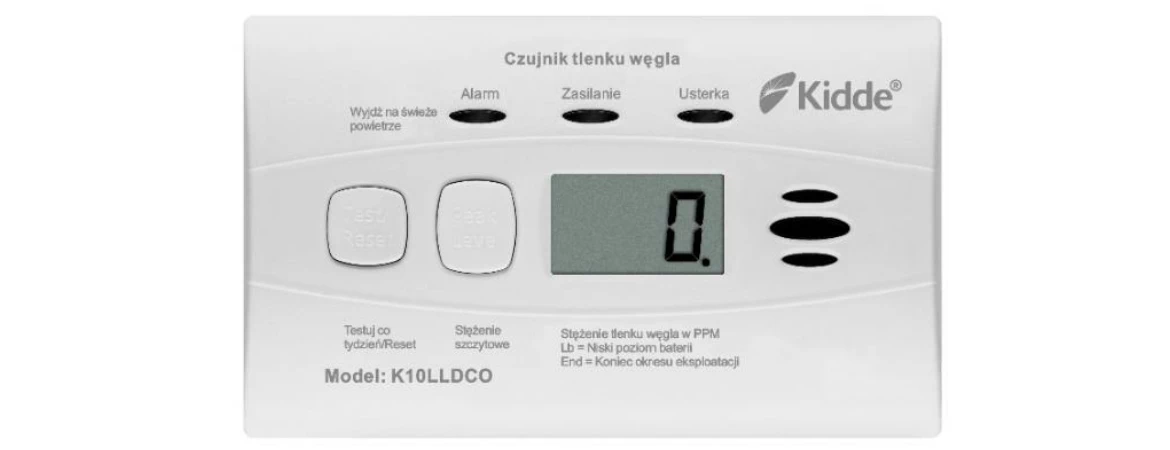 panel wyświetlający wynik czujki czadu